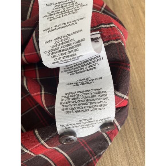 Mountain Hardwear Mens's M Red Black White Plaid Button Down Long Sleeve Shirt - Picture 4 of 6